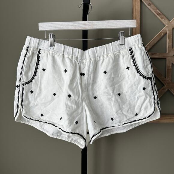 Madewell Linen Embroidered Shorts White Large - Picture 2 of 6